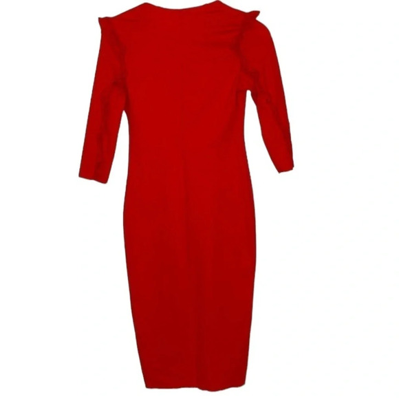 Zara Trafaluc dress in Red tight body  hugging sexy dress date night, frills - Picture 1 of 15
